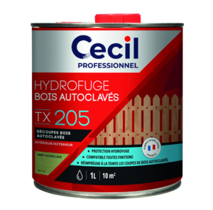 Hydrofuge pour bois extérieurs autoclavés TX205 vert Cecil Professionnel 1 L