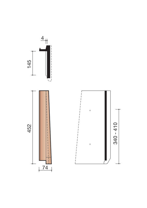 Tuile de rive individuelle droite en terre cuite OPTIMA/JURA NO/MEGAs nuagé L. 452 x l. 74 mm