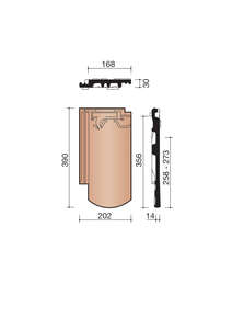 Tuile à aspect plat en terre cuite VAUBAN 2 écaille brun L. 390 x l. 202 mm