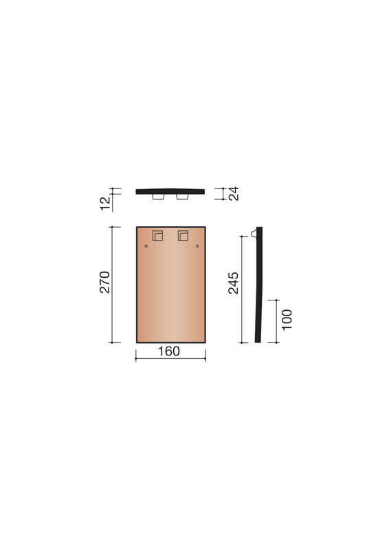 Tuile plate en terre cuite SAINT VINCENT ambre foncé L. 270 x l. 160 mm