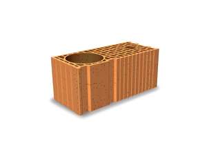 Brique poteau en terre cuite POROTHERM R20 rouge L. 450 x l. 200 x H. 189 mm - R=1,01 m².K/W