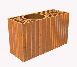 Brique poteau en terre cuite POROTHERM GF R20 rouge L. 515 x l. 200 x H. 299 mm - R=1,01 m².K/W