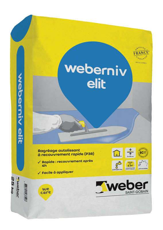 Enduit pour ragréage WEBER.NIV ELIT - Sac de 25 Kg