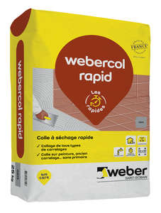 Mortier-colle pour carrelage WEBERCOL RAPID gris- Sac de 25 Kg