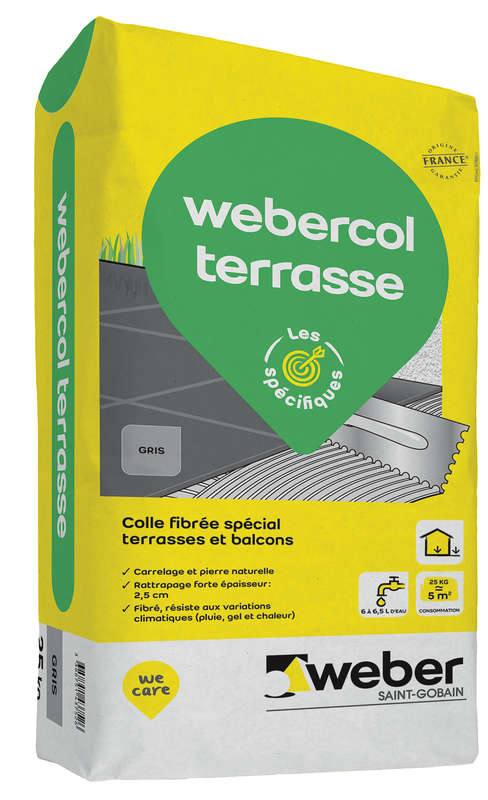 Colle pour carrelage WEBERCOL TERRASSE beige - Sac de 25 Kg