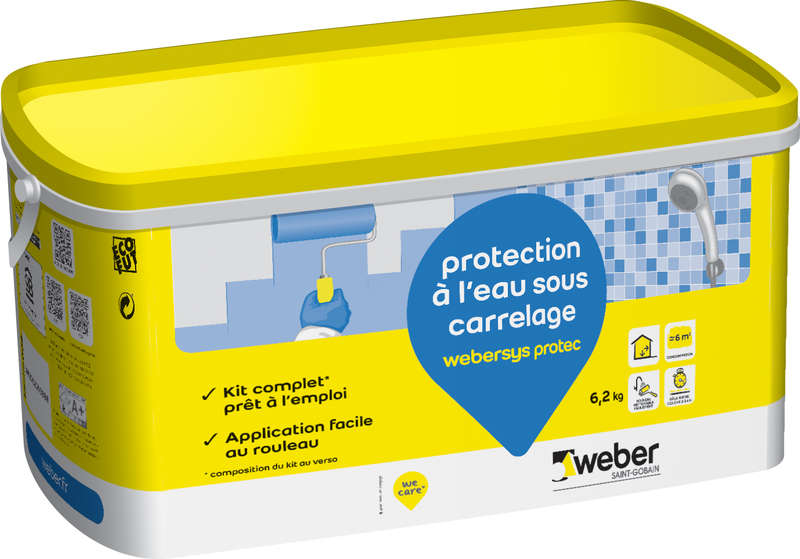 Système de protection à l'eau sous carrelage WEBERSYS PROTECT- Seau de 6,2 kg