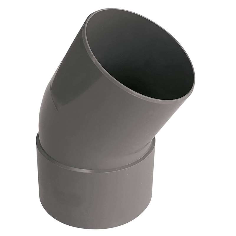 Coude d'évacuation 30° mâle - femelle en PVC gris - Diam. 125 mm