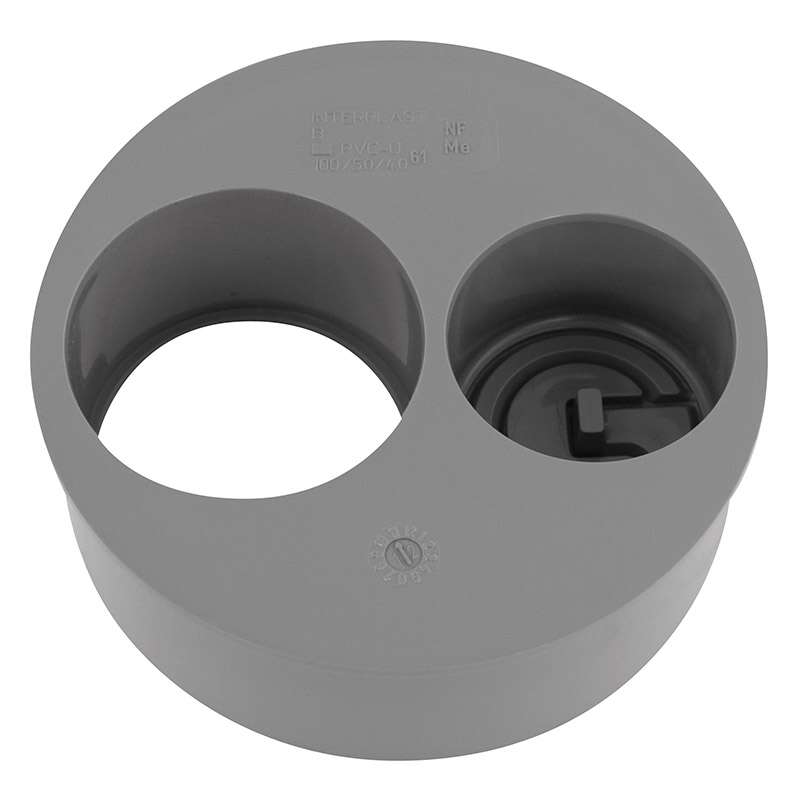 Tampon de réduction double évacuation en PVC gris Diam. 100/50/40 mm