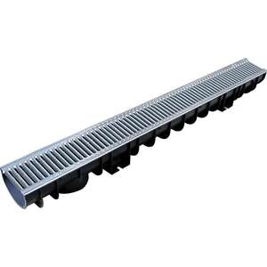 Caniveau en polypropylène l. 100 x H. 110 mm avec grille