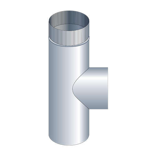Té nu pour conduit de raccordement en acier aluminié - Diam. 125 mm