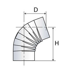 Coude plissé à 72° pour le dévoiement dans le conduit de raccordement en acier aluminié Diam. 139 mm