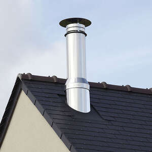 Sortie de toit ronde PGI en inox non peint - Pente 80-120 % - Diam. 100 x H. 900 mm