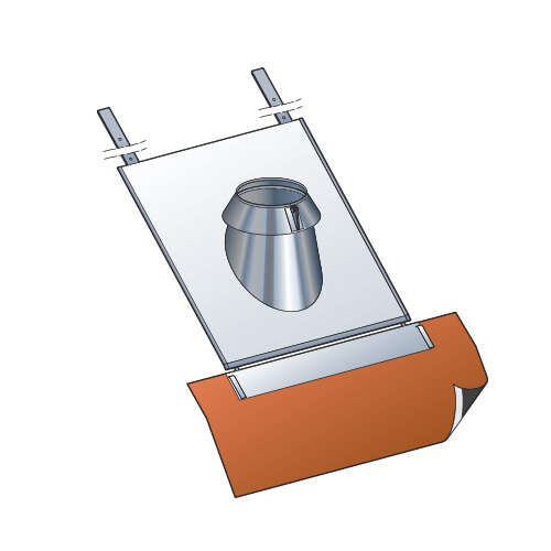 Solin tuile pliage 45° en inox non peint INOX-INOX - Pente 30-45 % - Diam. 150 mm