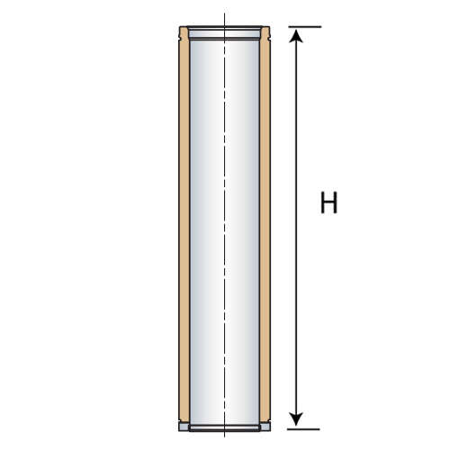 Élément droit THERMINOX ZI pour réaliser un conduit de fumée ou un raccordement isolé en inox - Diam. 250 mm - L. 115 cm