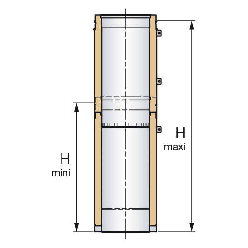 Élément droit réglable THERMINOX ZI pour conduit de cheminée en inox - Diam. 150 mm - L. 45 cm