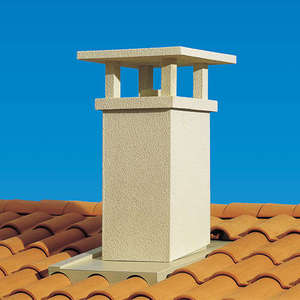 Sotrie de toit TRADINOV CARRE en inox crépi ocre - Pente 25-39% - Diam. 230 mm