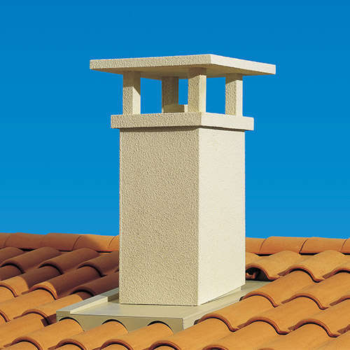 Sortie de toit TRADINOV CARRE galvanisé crépi ocre - Pente 25-39 % - Diam. 200 mm