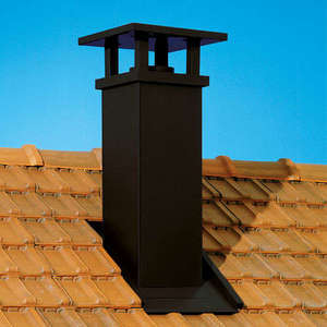 Sortie de toit TRADINOV CARRE en acier lisse noir - Pente 64-73 % - Diam. 150 mm