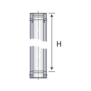 Élément droit PGI pour réaliser un conduit de fumée en inox non peint - Diam. 80/130 mm - L. 100 cm