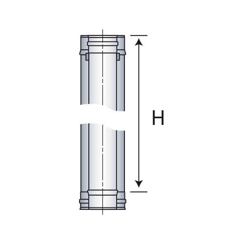 Élément droit PGI pour réaliser un conduit de fumée en inox non peint - Diam. 80/130 mm - L. 25 cm