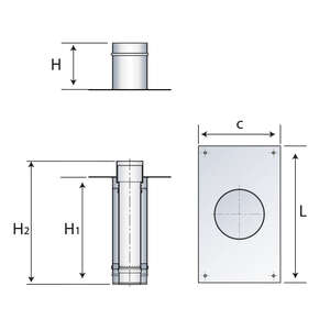 Kit de raccord rectangle pour flexible - Diam. 80 mm
