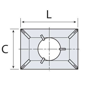 Plaque supérieure d'étanchéité rectangle pour la ventilation intérieure du conduit de cheminée en inox non peint - Diam. 130 mm
