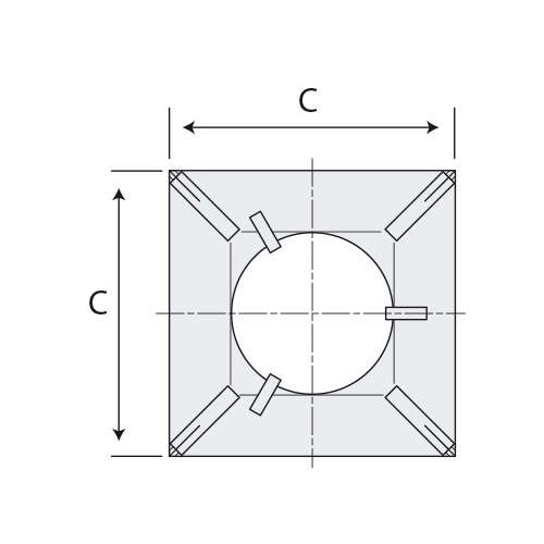Plaque supérieure d’étanchéité carrée pour la ventilation intérieure du conduit de cheminée en inox non peint - Diam. 167 mm
