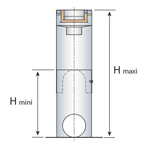 Support au sol réglable PGI pour supporter le poids d'un conduit au sol en inox noir - Diam. 80/130 x H. 100/250 mm