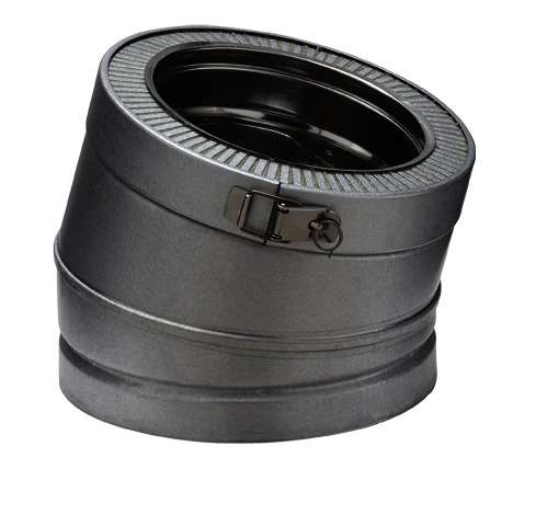 Élément de coude à 15° pour dévoiement sur le conduit de cheminée en inox noir mat - Diam. 150 mm