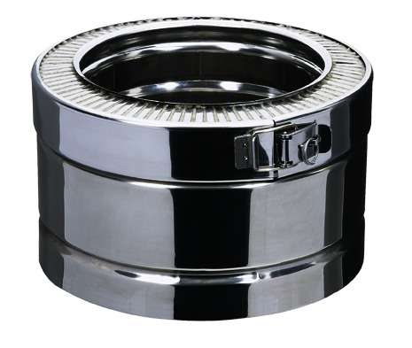 Élément droit THERMINOX 100/150TI pour réaliser un conduit de fumée ou un raccordement isolé en inox noir mat - Diam. 150 mm - L. 10 cm