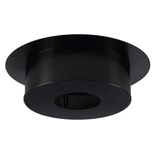 Plaque de finition plafond ronde pour le conduit de cheminée émaillé en inox galvanisé noir mat - Diam. 150 x L. 120 mm
