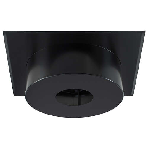 Plaque de finition plafond carrée pour le conduit de cheminée émaillé en inox galvanisé noir - Diam. 150 x H. 120 mm