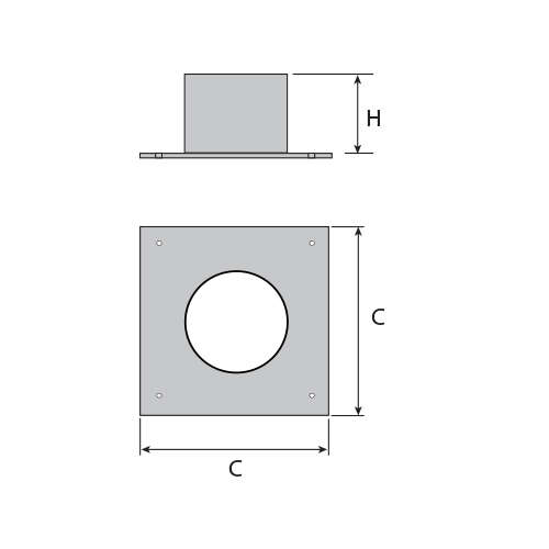Plaque de finition tubage en acier émaillé blanc mat - Diam. 180 x L. 300 x l. 300 mm