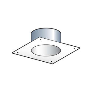 Plaque de finition tubage en acier émaillé blanc mat - Diam. 150 x L. 200 x l. 200 mm