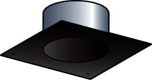 Plaque de finition tubage en acier émaillé noir mat - Diam. 180 x L. 300 x l. 300 mm