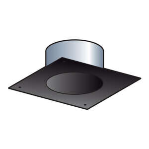 Plaque de finition tubage en acier émaillé noir mat - Diam. 130 x L. 300 x l. 300 mm