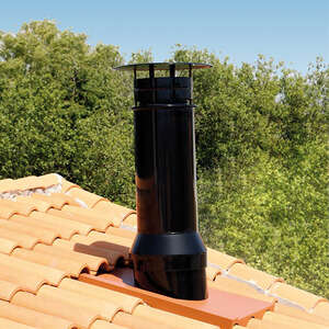 Sortie de toit INOX DOM en inox noir mat - Pente 50-70 % - Diam. 230 x H. 800 mm