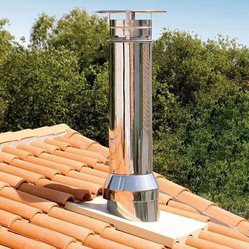 Sortie de toit EFFICIENCE en inox non peint - Pente 0-120 % - Diam. 150 mm