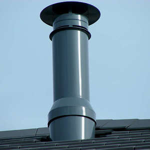 Sortie de toit THERMINOX 150TZ en inox gris anthracite pente 0-120 % - Diam. 150 x H. 1160 mm