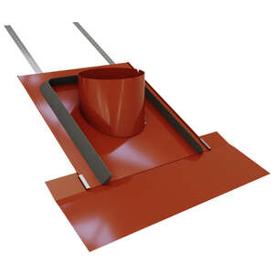Embase universelle d'étanchéité TRADINOV en acier brique rouge - Pente 28-50 % - Diam. 180 mm
