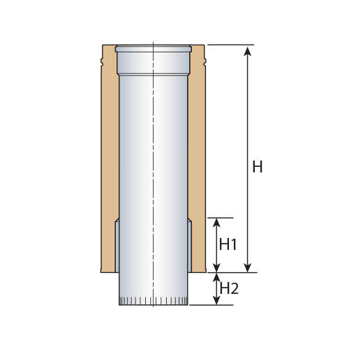 Élément droit de finition 100TZ 100EM pour la jonction du conduit de cheminée en inox galvanisé blanc mat - Diam. 100 mm - L. 45 cm
