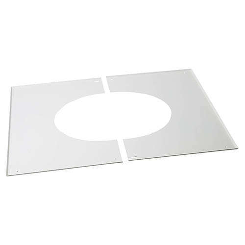 Plaque de propreté pour conduit de fumée en inox galvanisé blanc mat - Pente 10-40 % - Diam. 180 mm