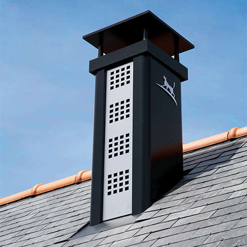 Sortie de toit LUMINANCE en inox noir - Pente 54-63 % - Diam. 230 mm