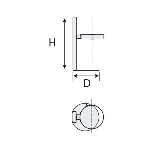 Support au sol réglable pour le maintien vertical du conduit noir - Diam. 80/130 x H. 130/220 mm