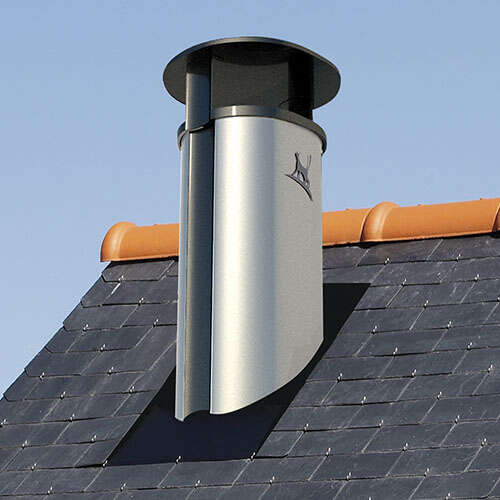 Sortie de toit inox OPTIMALE STAND. 150TZ pente 10-70 % en inox silver - Diam. 150 mm