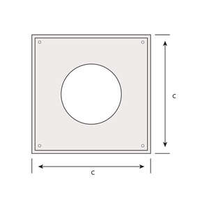 Plaque de propreté pour finition esthétique de la sortie horizontale en inox - Diam. 80/130 x L. 228 x l. 228 mm
