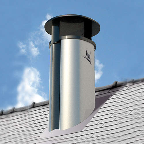 Sortie de toit inox OPTIMALE STAND. 150TZ pente 10-70 % en inox silver - Diam. 150 mm