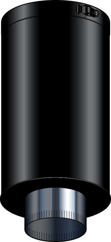Élément droit de finition 150TZ 080EM pour la jonction du conduit de cheminée en inox galvanisé noir mat - Diam. 80 mm