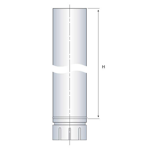 Tuyau pour conduit de raccordement en acier émaillé gris - Diam. 150 mm x L. 1 m