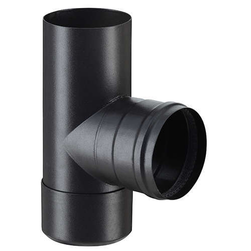 Té tampon pour raccordement en acier émaillé noir mat - Diam. 100 mm